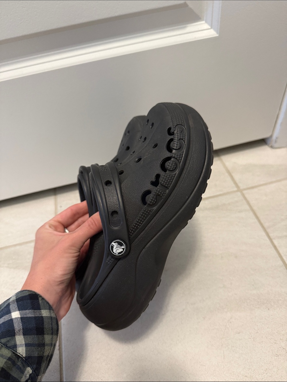 CROCS women’s mid high heels Clog in Black